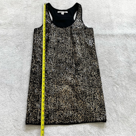 DIANE VON FURSTENBERG Pellina Squin Black/Gold Tank Dress Size 4 Cocktail - Picture 11 of 12